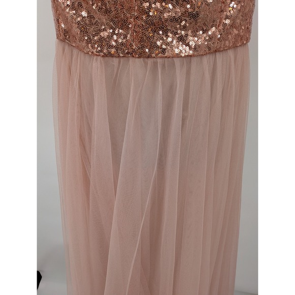 Prom Elegant Wedding Glam Formal Rose Gold Pink Sequin Tulle Maxi 2X (18) Dress - Picture 10 of 10